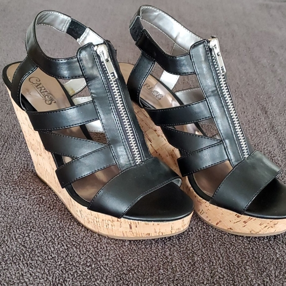 carlos santana black sandals
